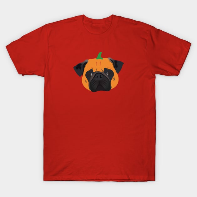 Pumpkin Pug T-Shirt by KCPetPortraits